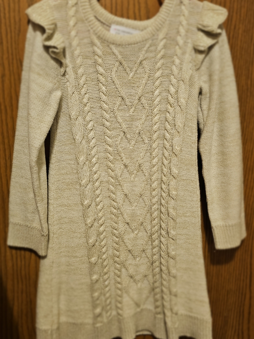 The Children's Place Cream Knit Long Sleeve Sweater Dress